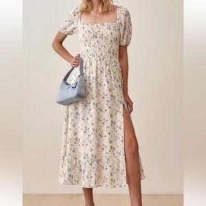 Reformation Blue Floral Midi Dress